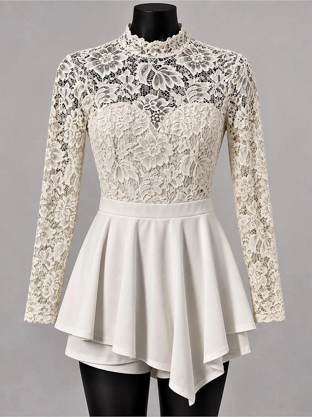 Floral Lace Mini Dress in White Like New